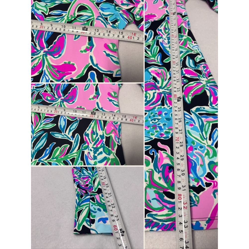 Lilly Pulitzer Women XXS Dress Navy Pink Floral UPF 50+ Cowl Neck Pockets Resort - Picture 7 of 8